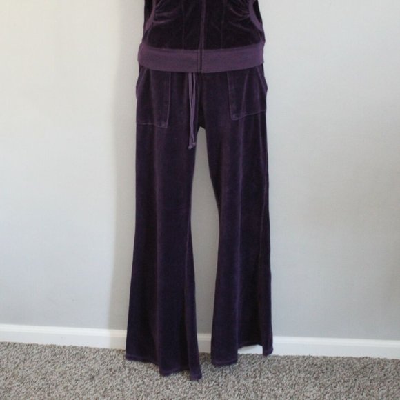 Juicy Couture Y2K Short Sleeve Velour Set Jacket Pants Purple Size Large H11834 - Picture 2 of 11